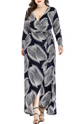 Women Plus Deep Neck Front Slit Dress