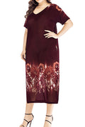 Women Plus Straight Side Slit Printed Summer Dress