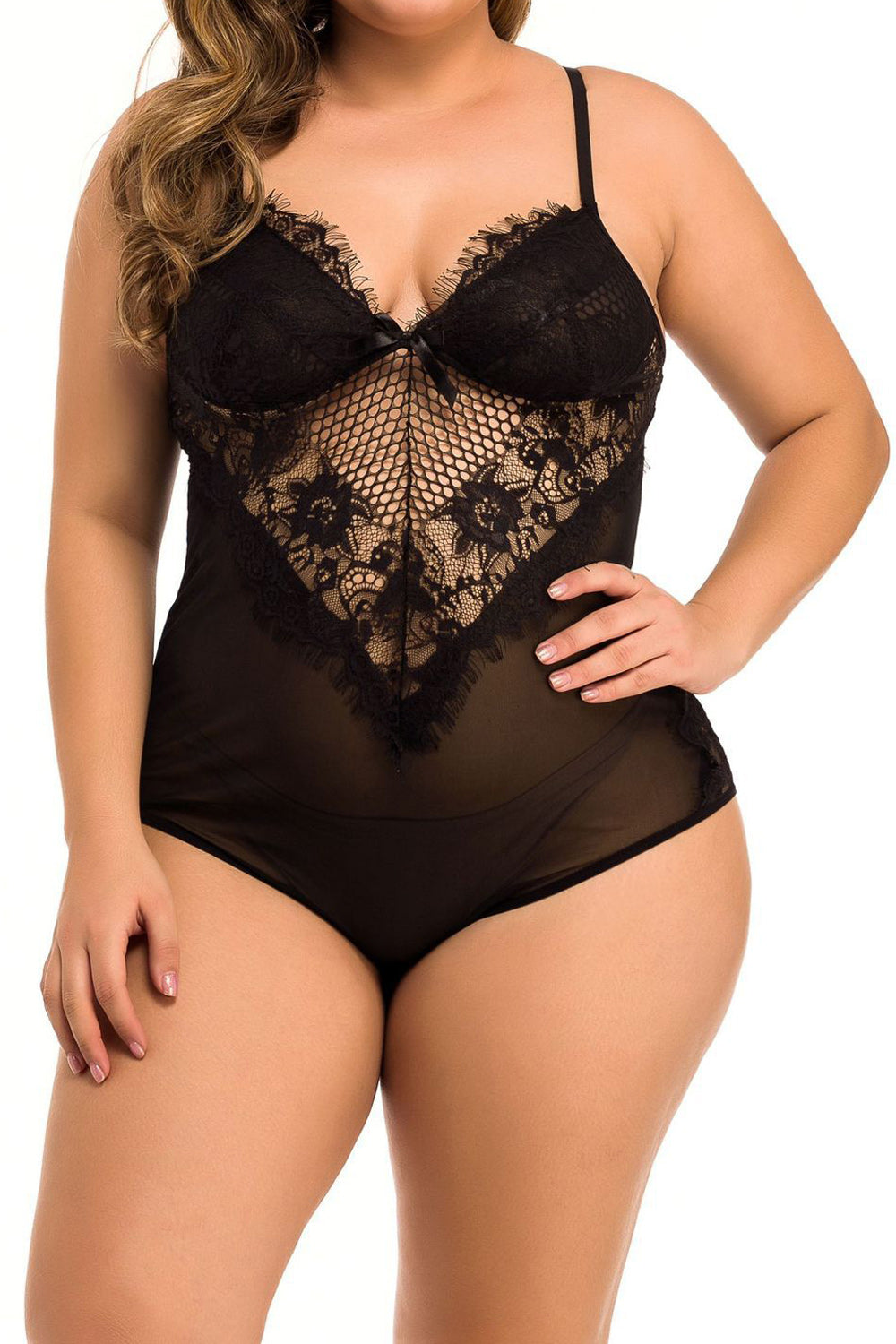 Women Slim Fit Adjustable Straped Shoulder Superb Lace Pattern Night Wear Lingerie