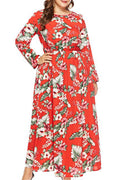 Women Plus Printed Chiffon Long Summer Dress