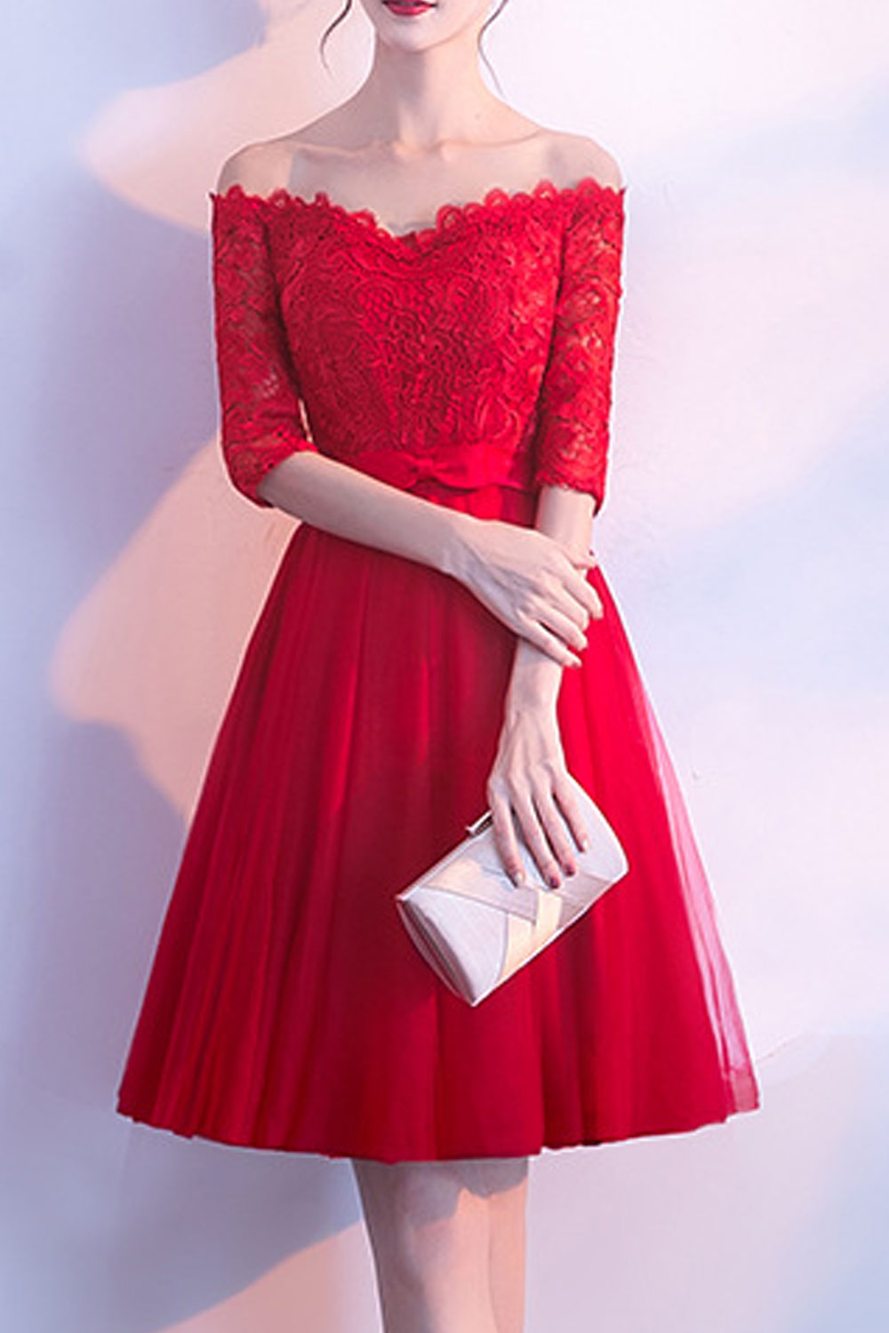 Women Off-Shoulder Cool Solid Colored Elegant Thin Long Evening Dress