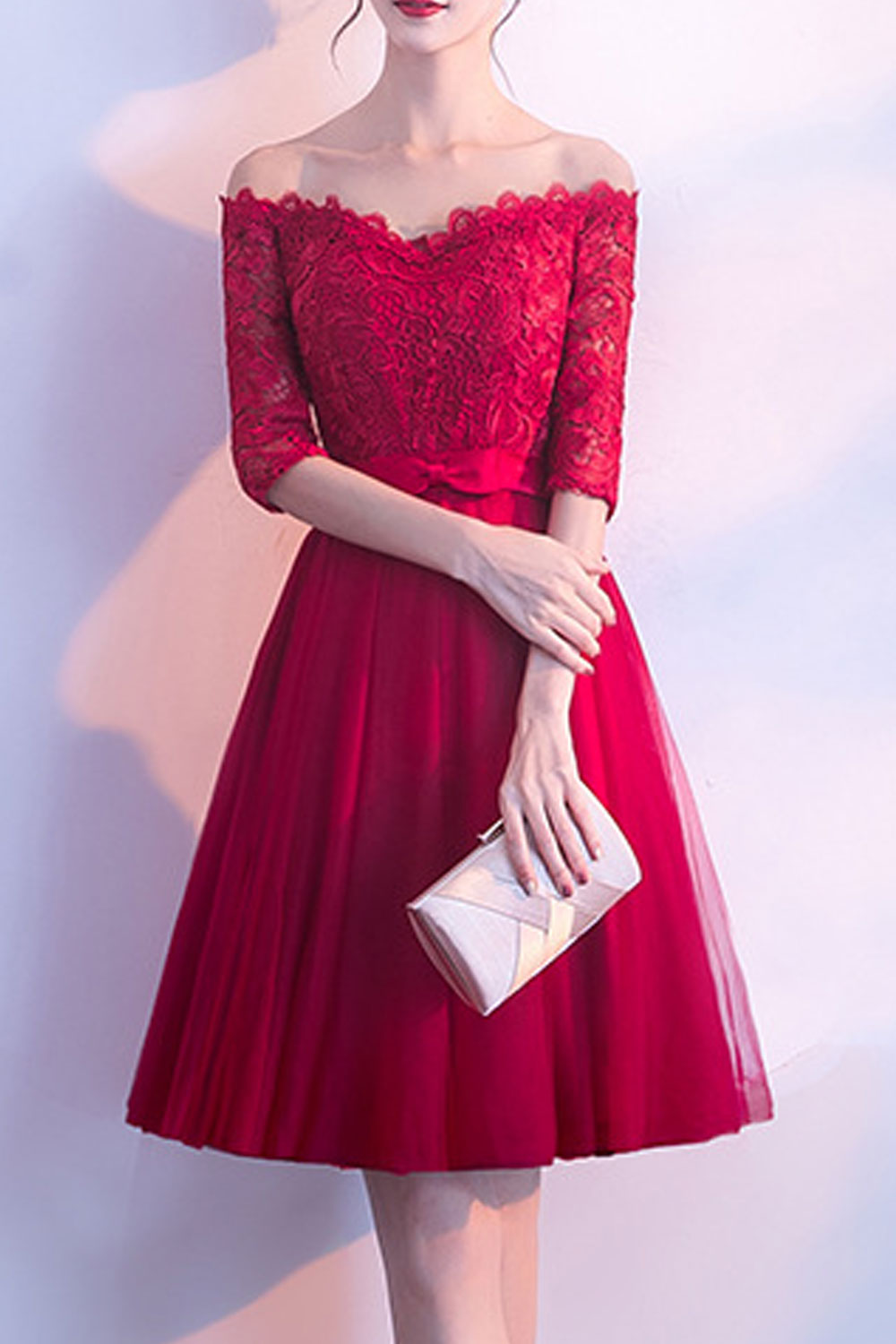 Women Off-Shoulder Cool Solid Colored Elegant Thin Long Evening Dress