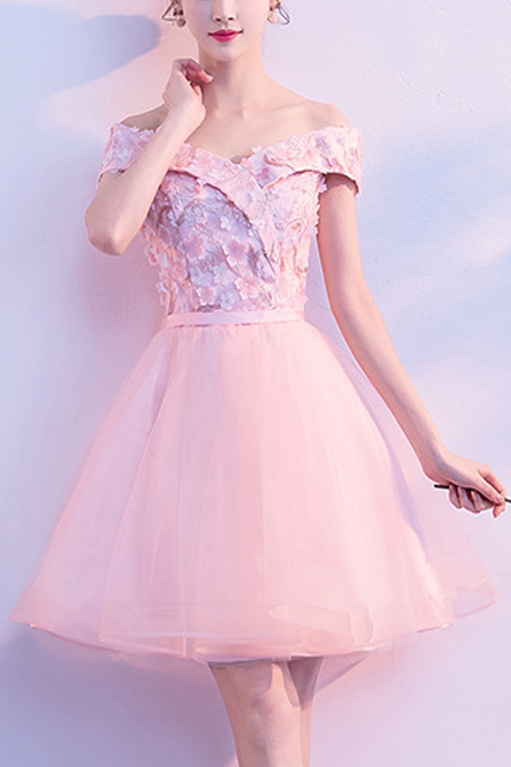 Women Irregular Hem Cut Out Shoulder Fashionable Soft Evening Party Dress