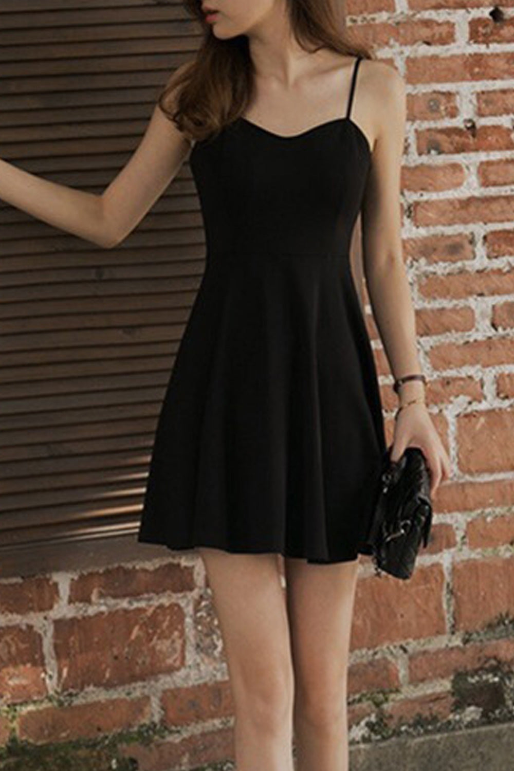 Women Starp Neck Elegant Blackish Colored Breathable Party Dress