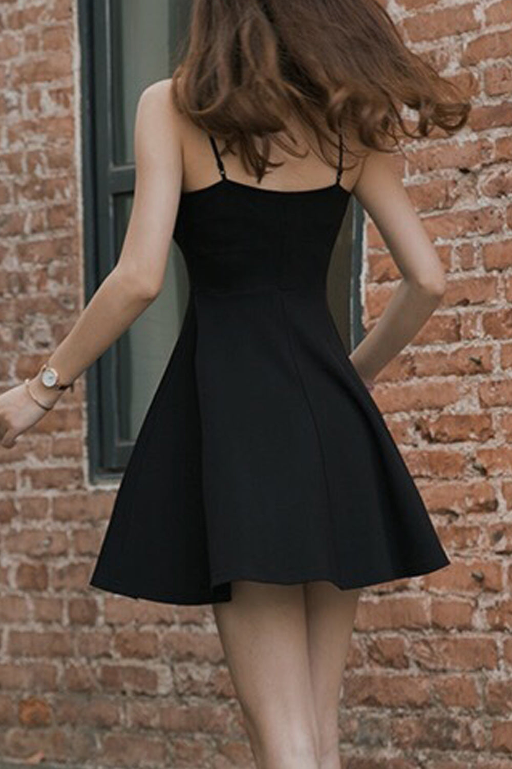 Women Starp Neck Elegant Blackish Colored Breathable Party Dress