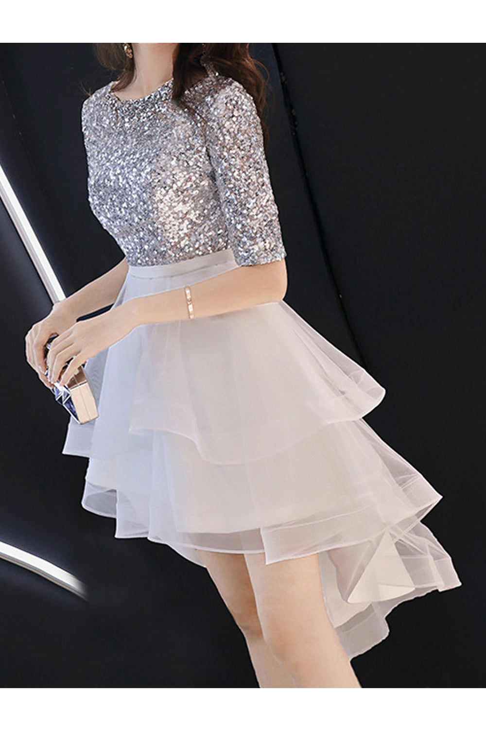 Women Short Sleeve Thin Cool Skirt Easy Round Neck Party Dress