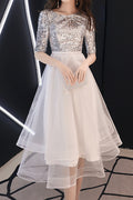 Women Short Sleeve Thin Cool Skirt Easy Round Neck Party Dress