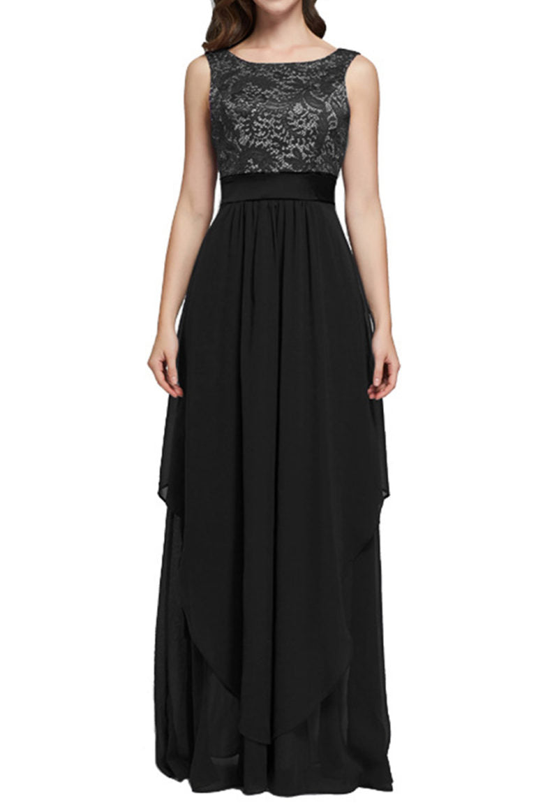 Unomatch Women Slim Long Prom, Wedding Dress Black