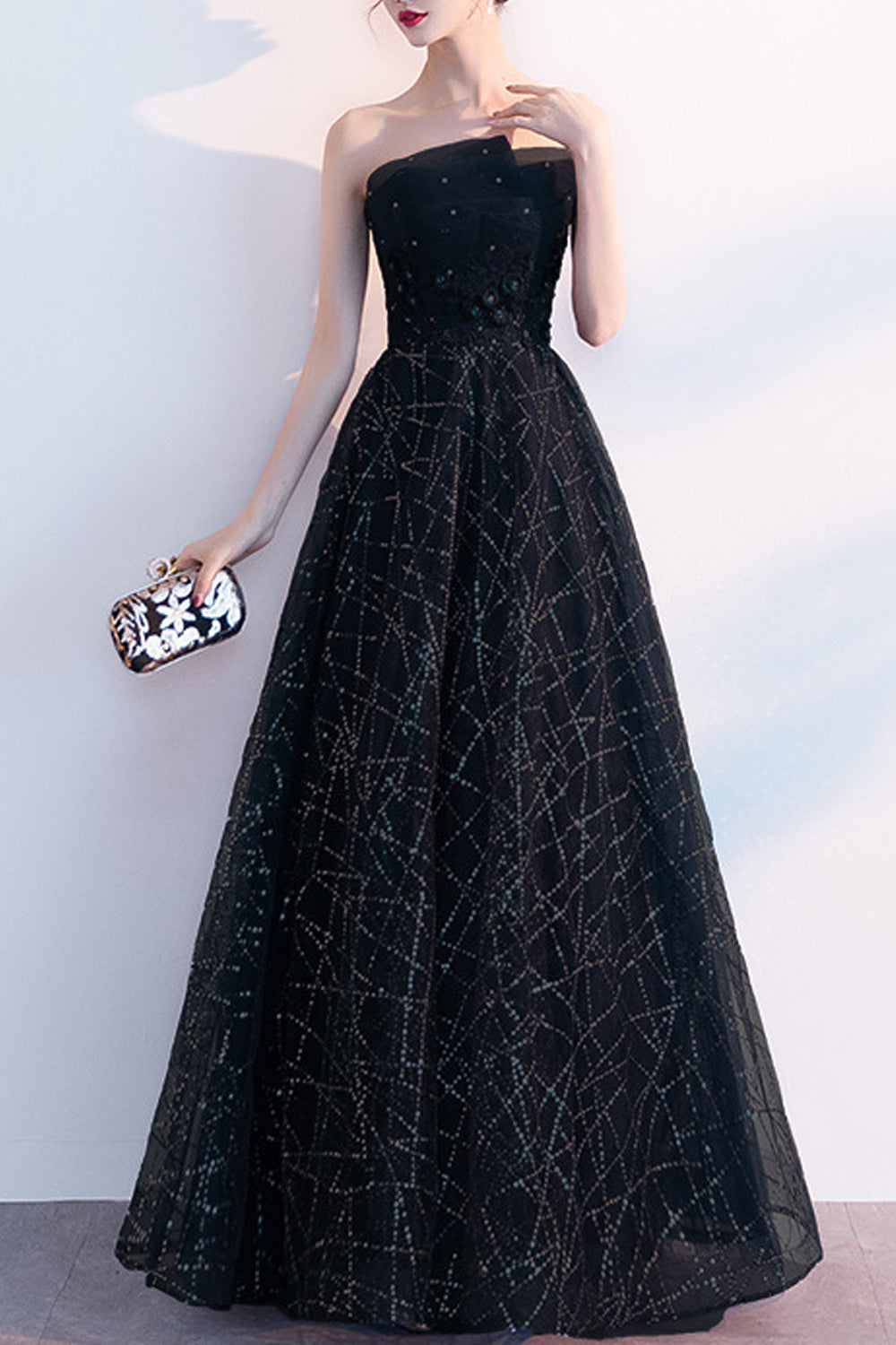 Women Off-Shoulder Solid Pattern Breathable Thin Evening Party Dress