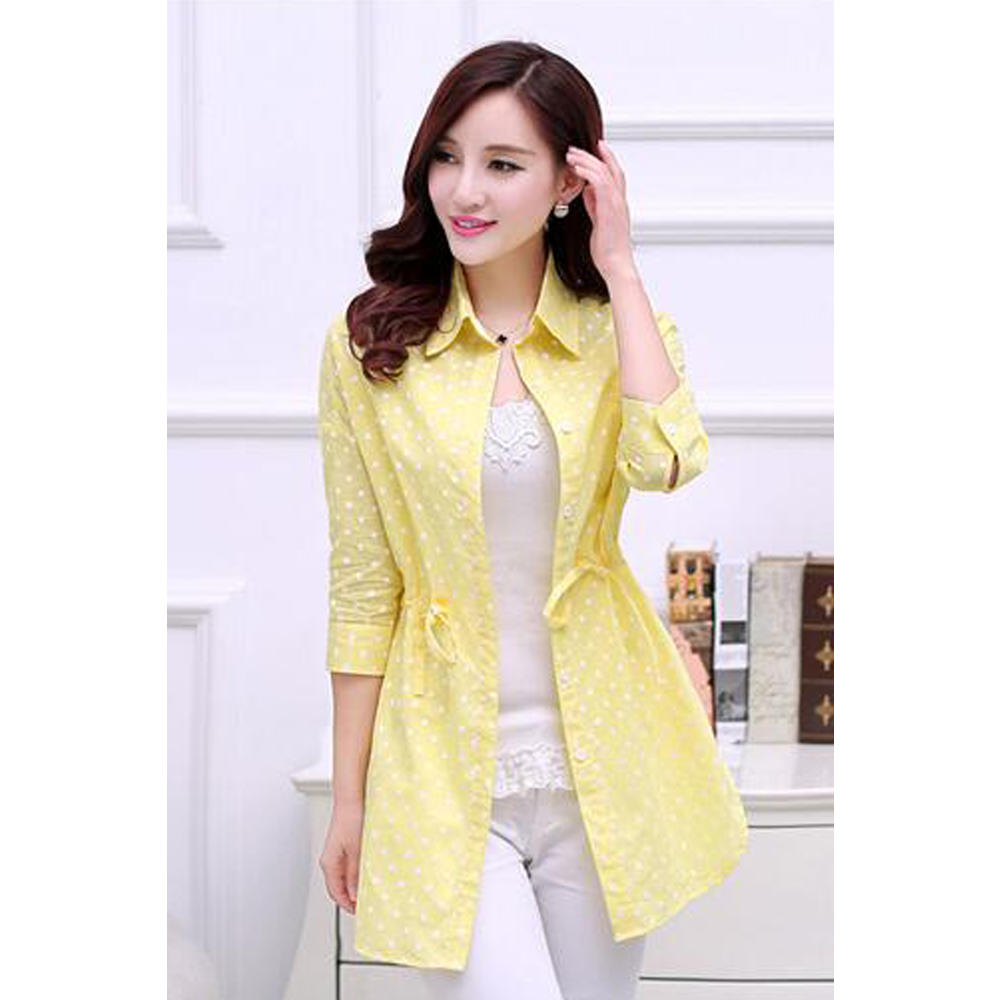 Women Front Open Easy Collar Neck Awesome Solid Colored Restful Elbow Sleeve Summer Casual Shirt
