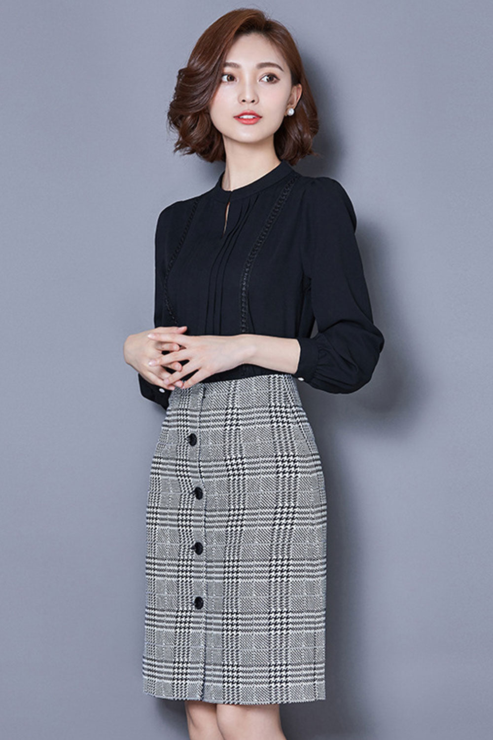 Women Restful Stand collar Loose Long Sleeve Delightful Solid Colored Casual Shirt