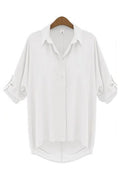 Women Fabulous Solid Colored Collar Neck Loose Short Sleeve Thin & Restful Summer Casual Shirt