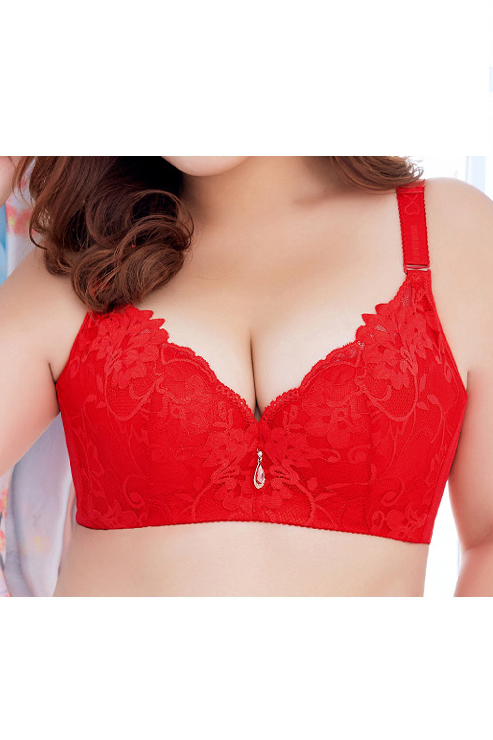 Women Soft Solid Pattern Lace Up Adjustable Strap Minimizer Bra