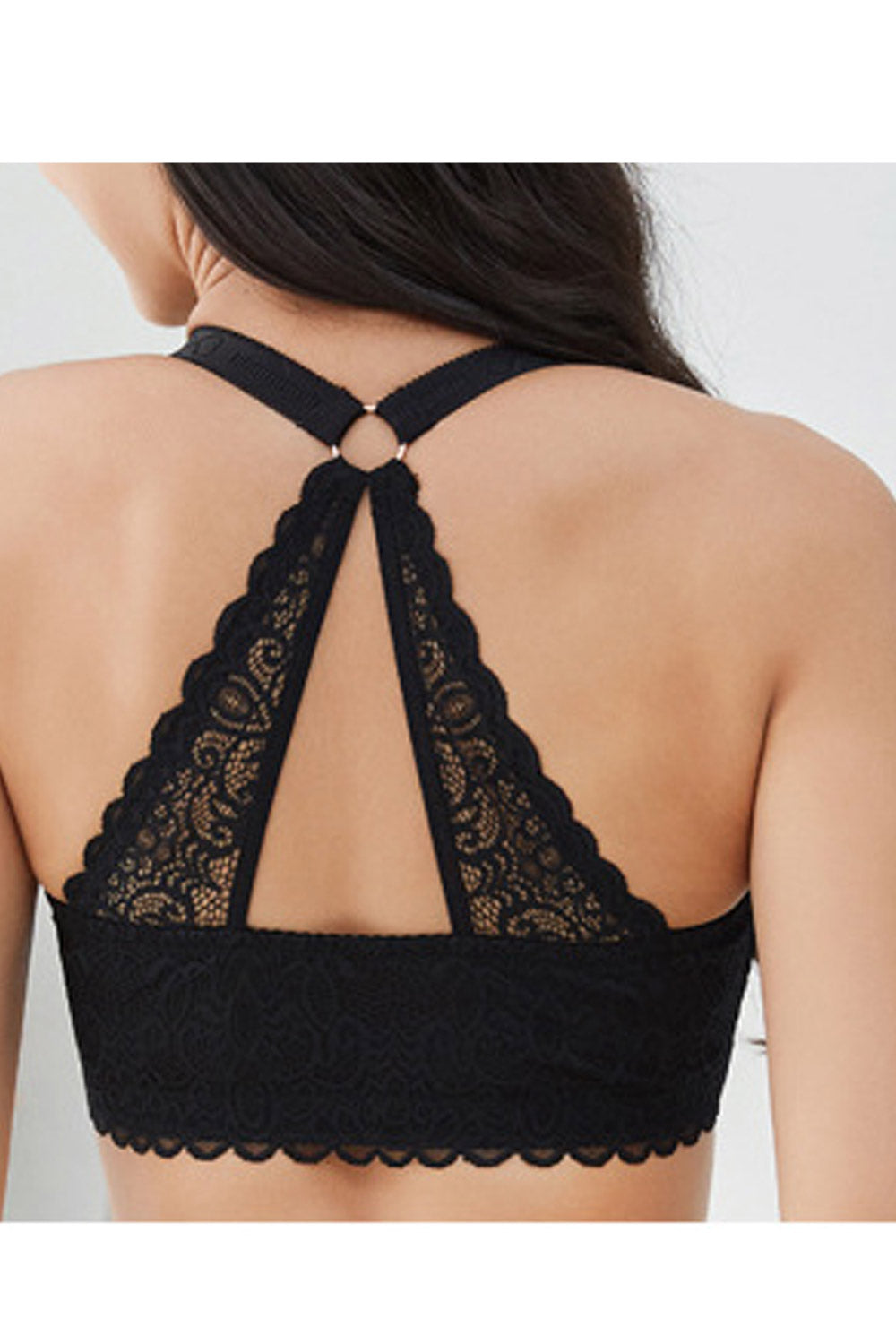 Women Solid Colored Seamless Shoulder Strap Front Hook Racerback Bra