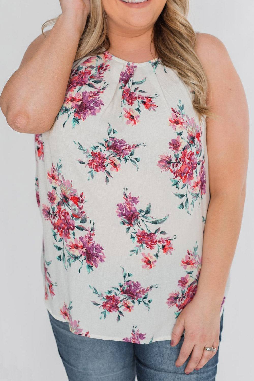 Women Printed Chiffon Adjustable Strap Blouse