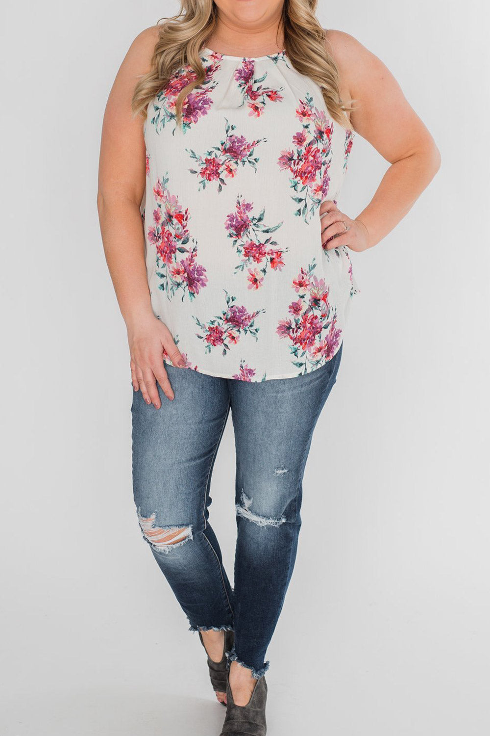 Women Printed Chiffon Adjustable Strap Blouse