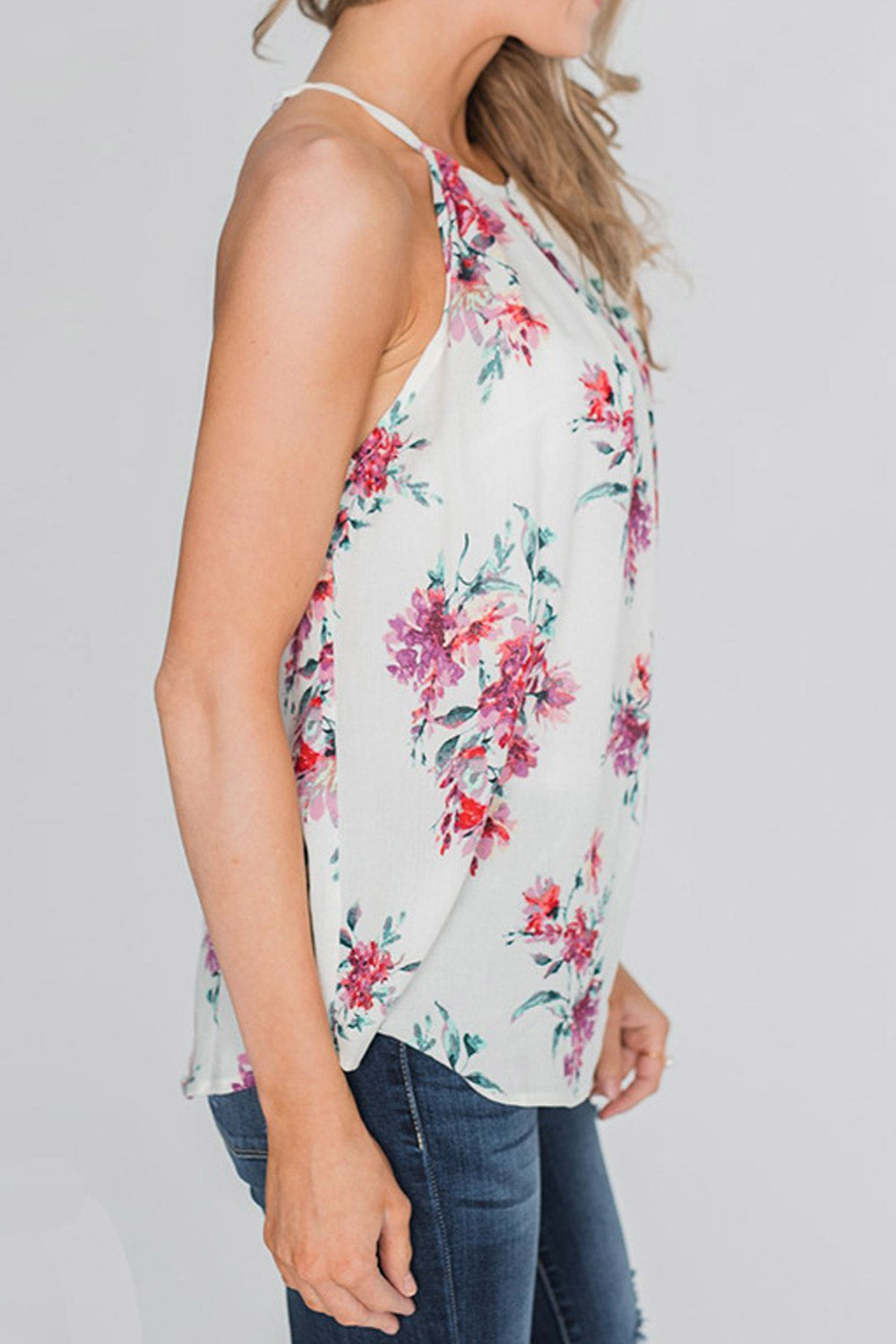 Women Printed Chiffon Adjustable Strap Blouse