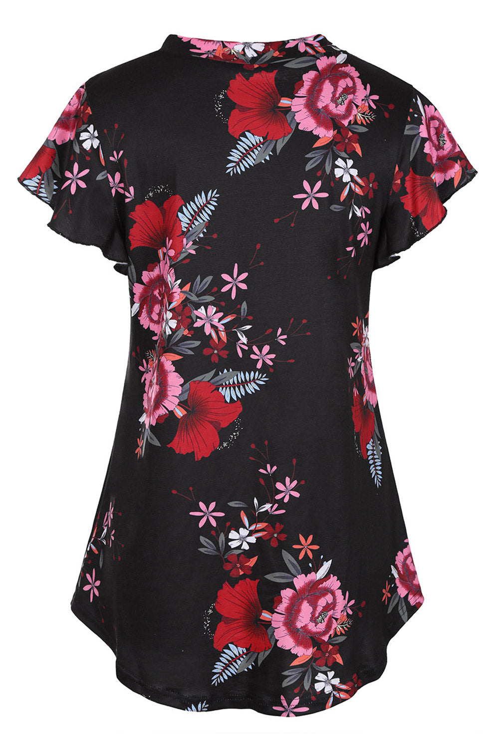 Women V-Neck Floral Pattern Summer Blouse