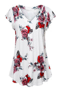 Women V-Neck Floral Pattern Summer Blouse