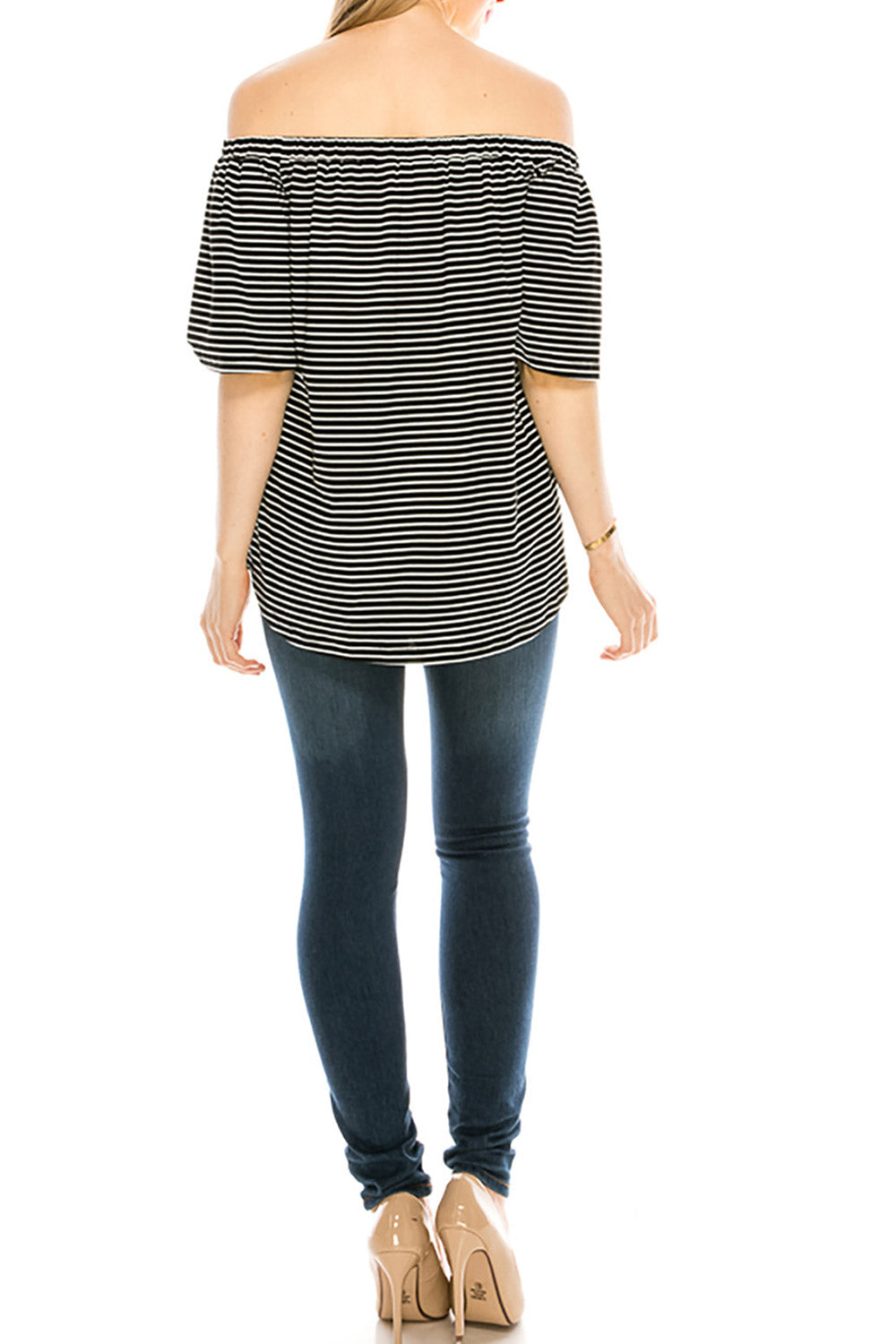 Women Lace Tie Hem Printed Off Neck Blouse