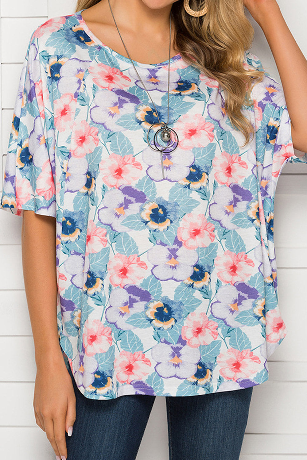 Women Flower Printed Soft Loose Blouse
