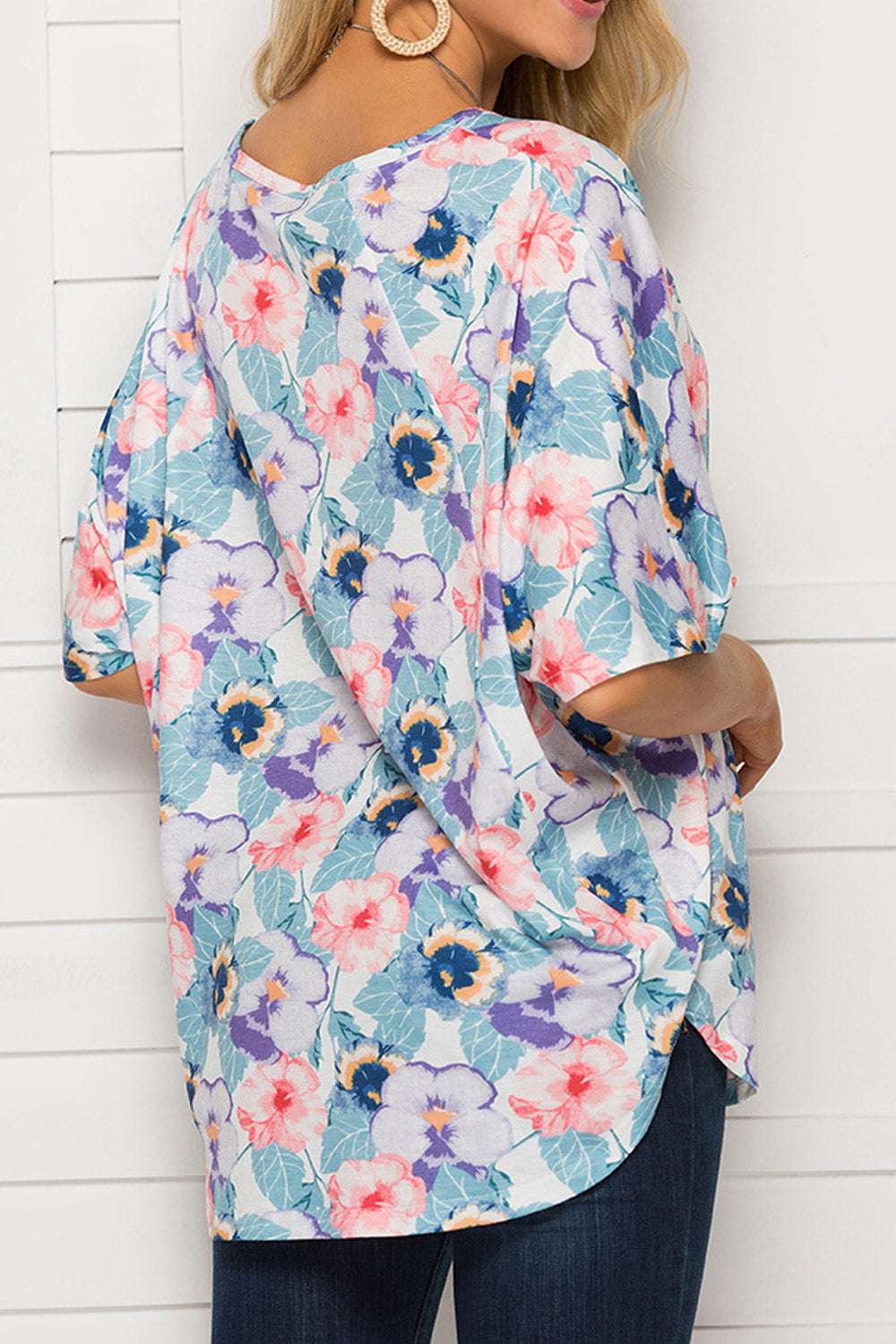 Women Flower Printed Soft Loose Blouse