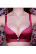 Women Elegant Solid Pattern Smooth Material Breathable Padded Bra