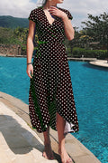 Women Dot Print Soft Feel Long Summer Dress
