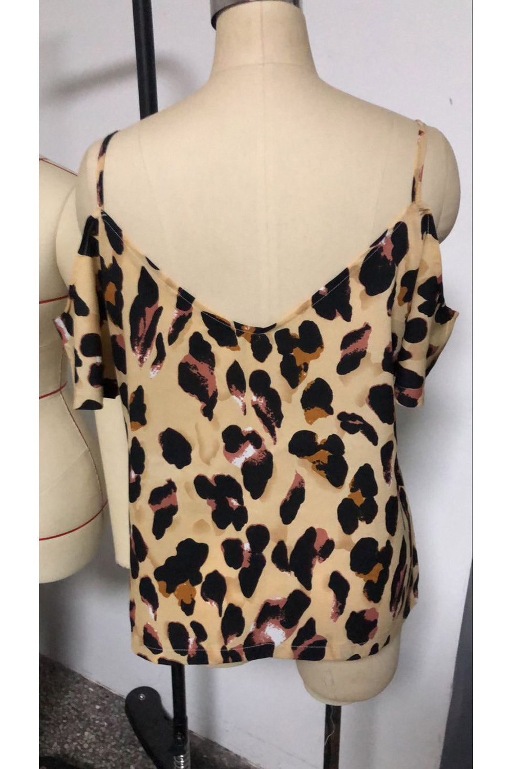 Women Leopard Printed Cold Shoulder Loose Top