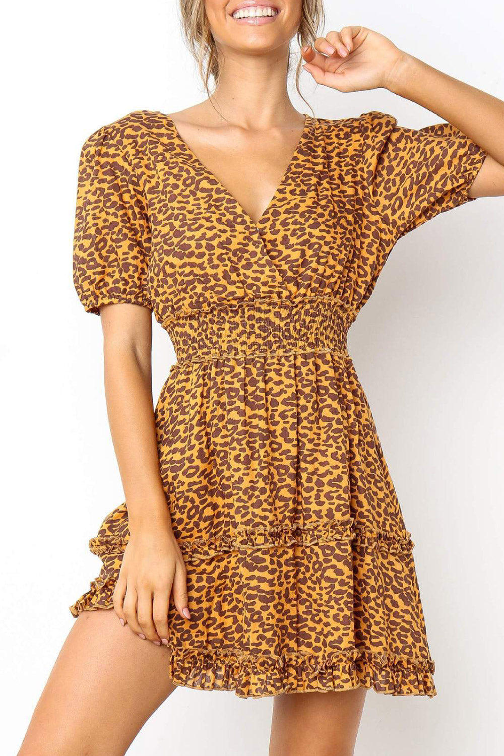 Women Soft Material Empire Waist Ruffle Dress