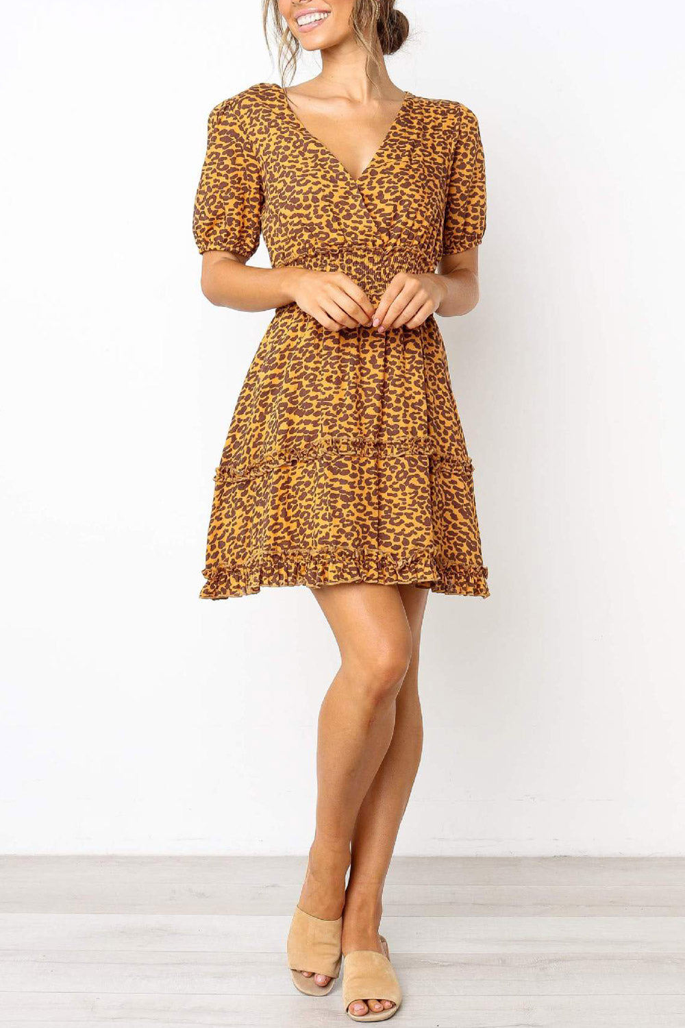 Women Soft Material Empire Waist Ruffle Dress