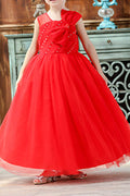 Kisd Girls Cute Crochet Lace Big Bow Mesh Dress