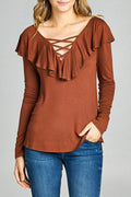 Women Long Sleeve Ruffle Summer Blouse