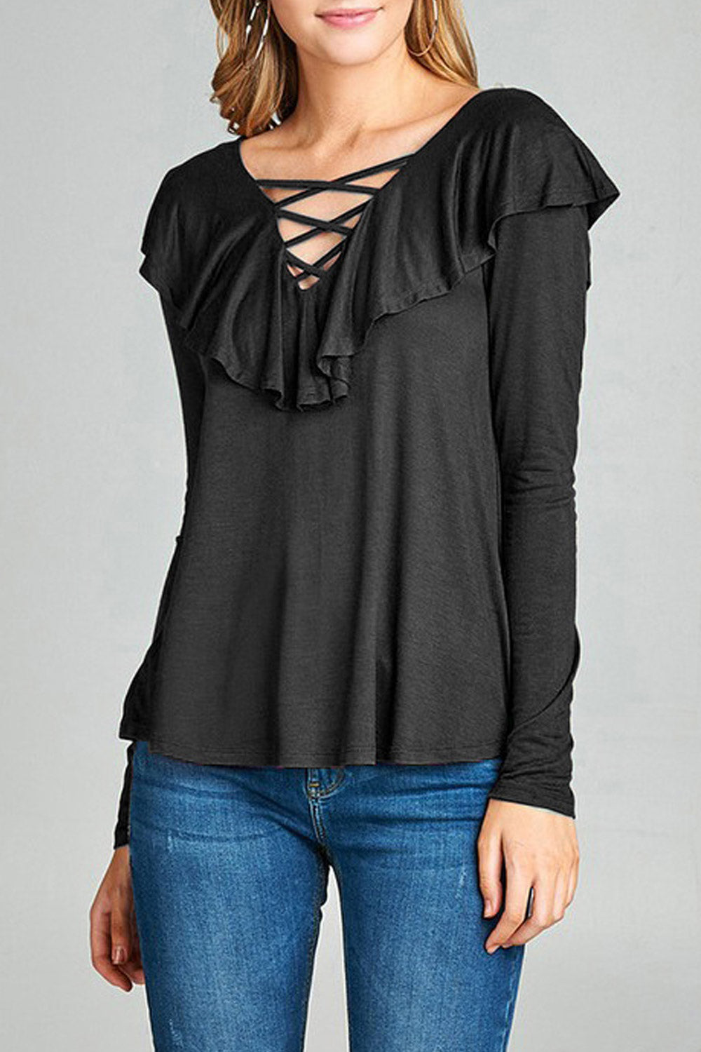 Women Long Sleeve Ruffle Summer Blouse