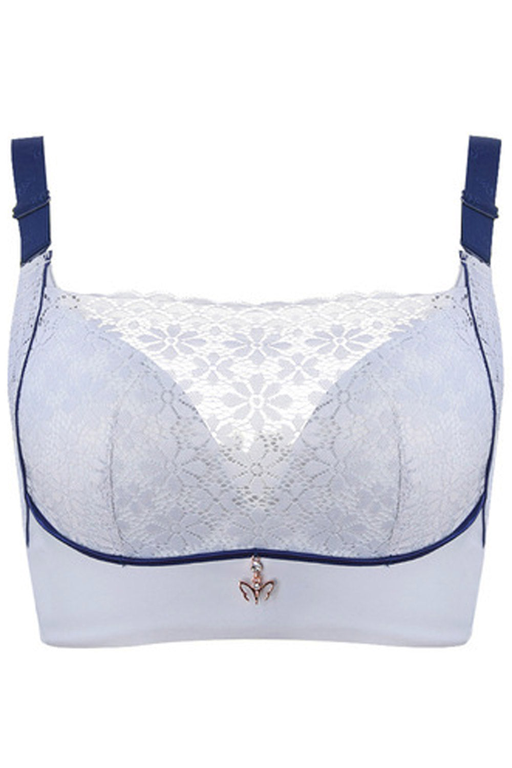 Women Lace Up Shoulder Strap Breathable Solid Colored Lovely Minimizer Bra
