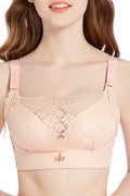 Women Lace Up Shoulder Strap Breathable Solid Colored Lovely Minimizer Bra