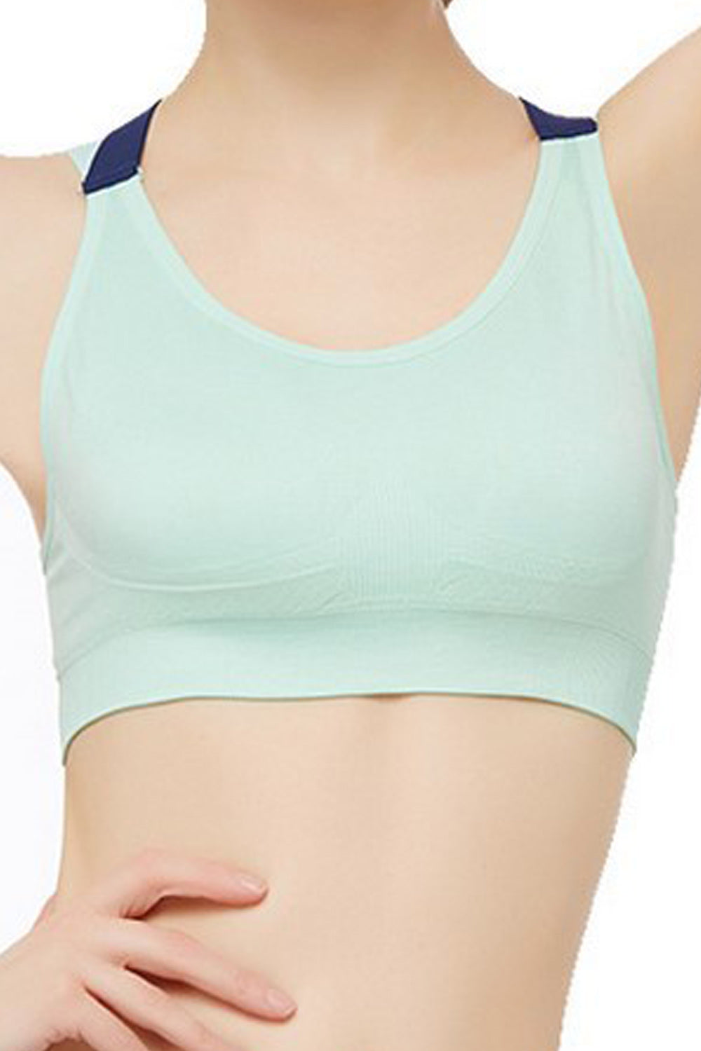 Women Double Cross Strap Solid Colored Stretchy Sports Bra
