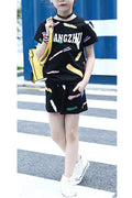 Kids Girls Two Piece Printed Casual T-Shirt & Short
