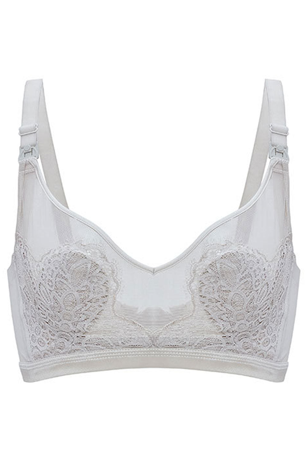 Women Solid Colored Seamless Shoulder Strap Nursing Bra