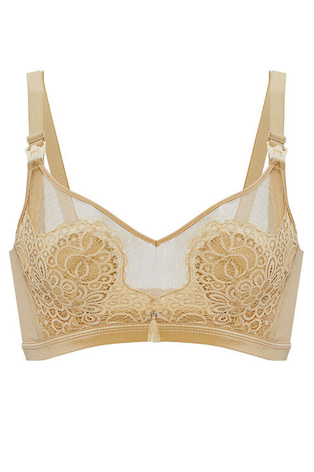 Women Solid Colored Seamless Shoulder Strap Nursing Bra