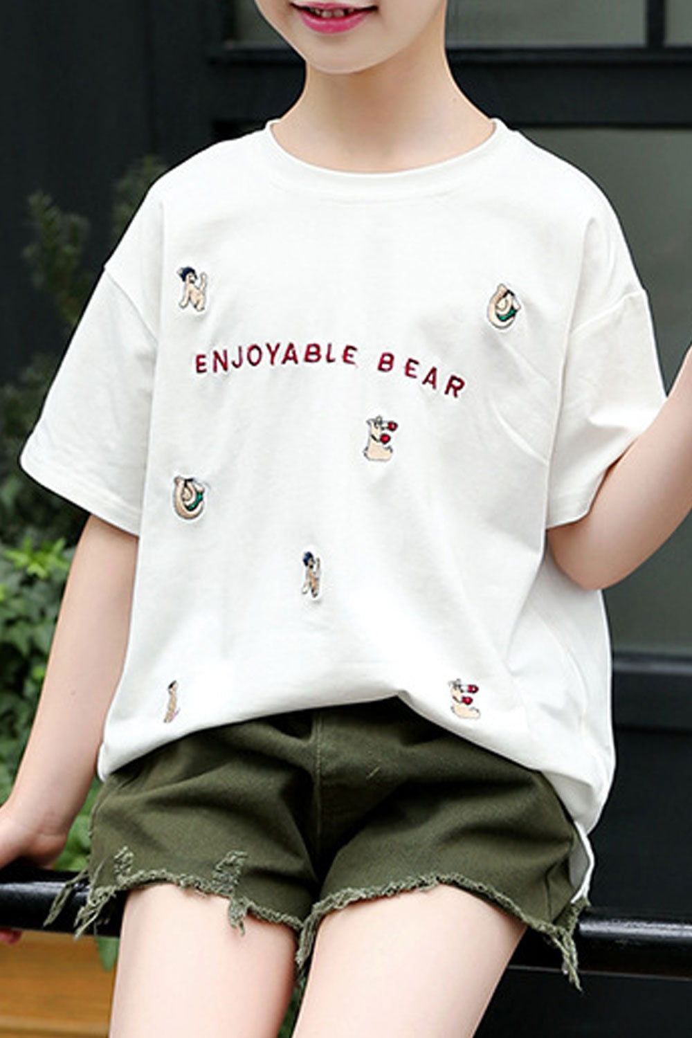 Kids Girls Loose Printed Summer Holiday T-Shirt