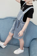 Kids Girls Solid Pattern Thick Strap Denim Pant