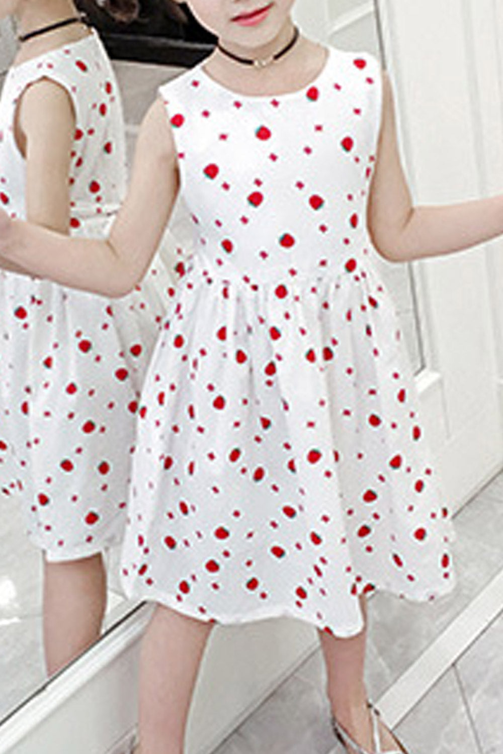 Kids Girls Printed Sleeveless Casual Summer Dress
