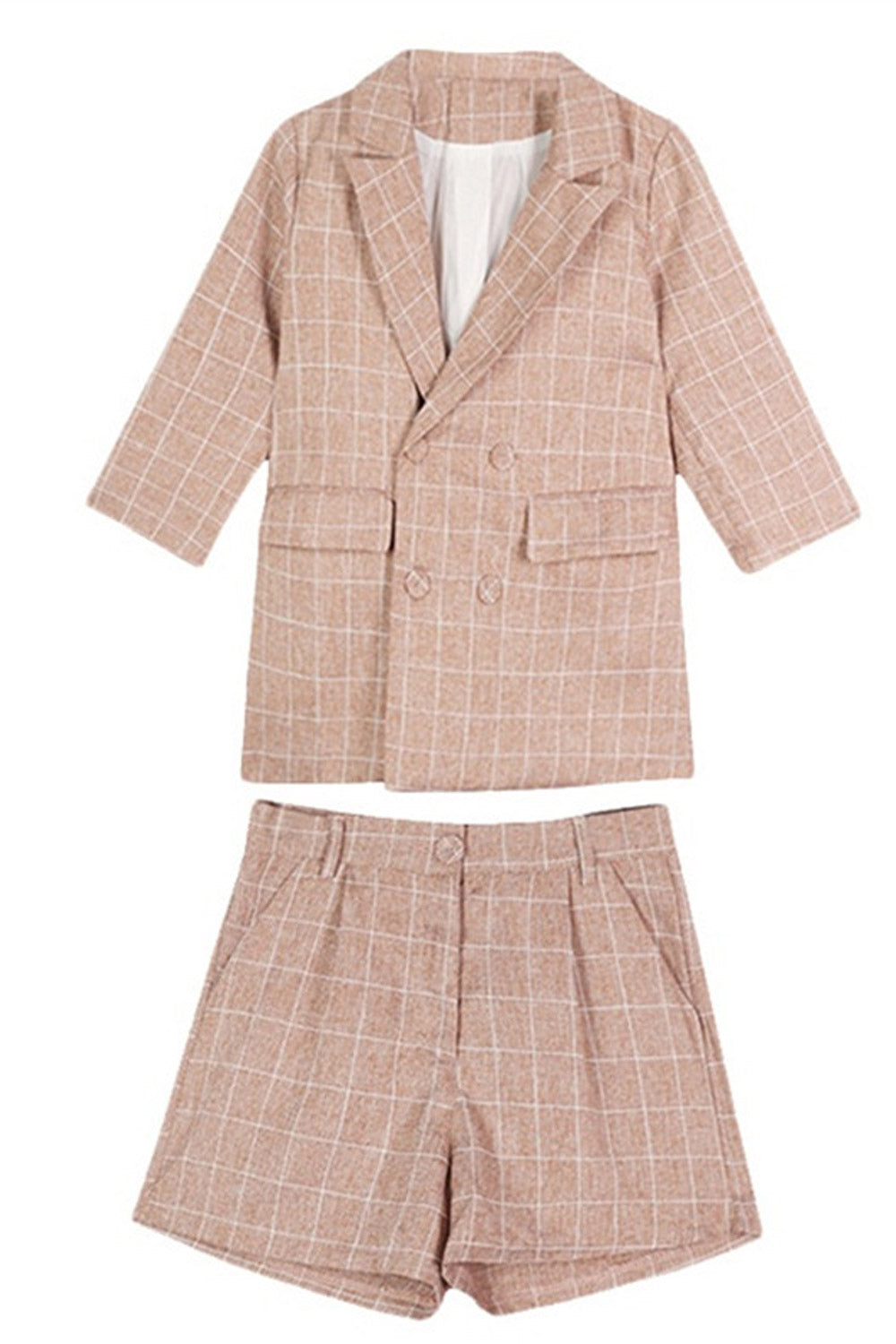 Women Summer Fashion Plaid Two Piece Suit