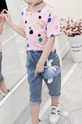 Kids Girls Colorfull Polka Dot Loose Summer T-Shirt