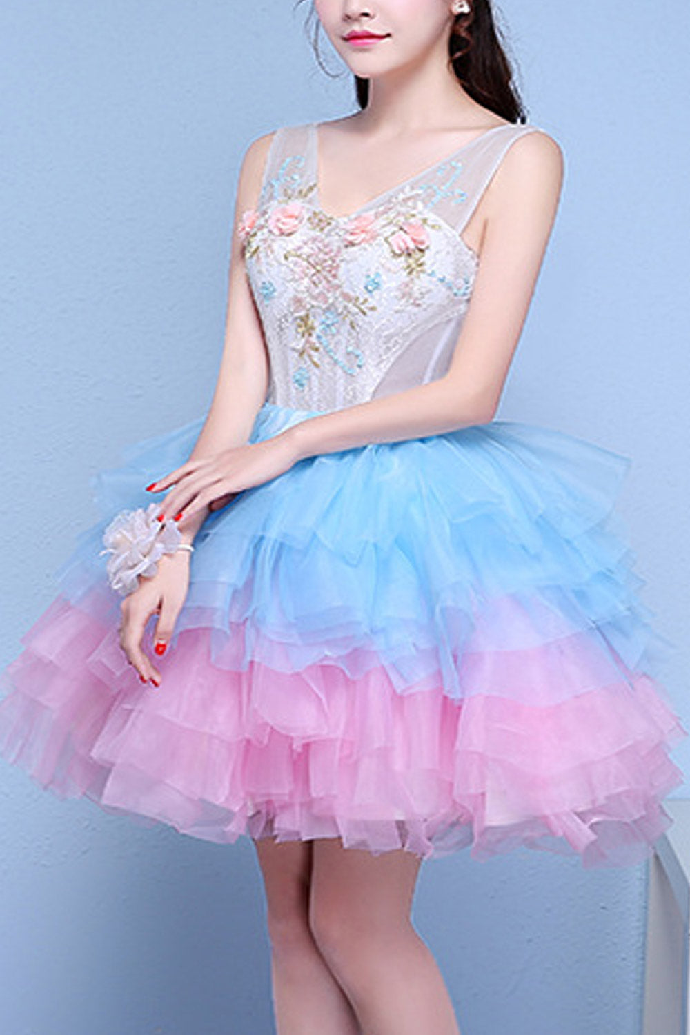 Women Attractive Deep Neck Elegant Wedding Dress