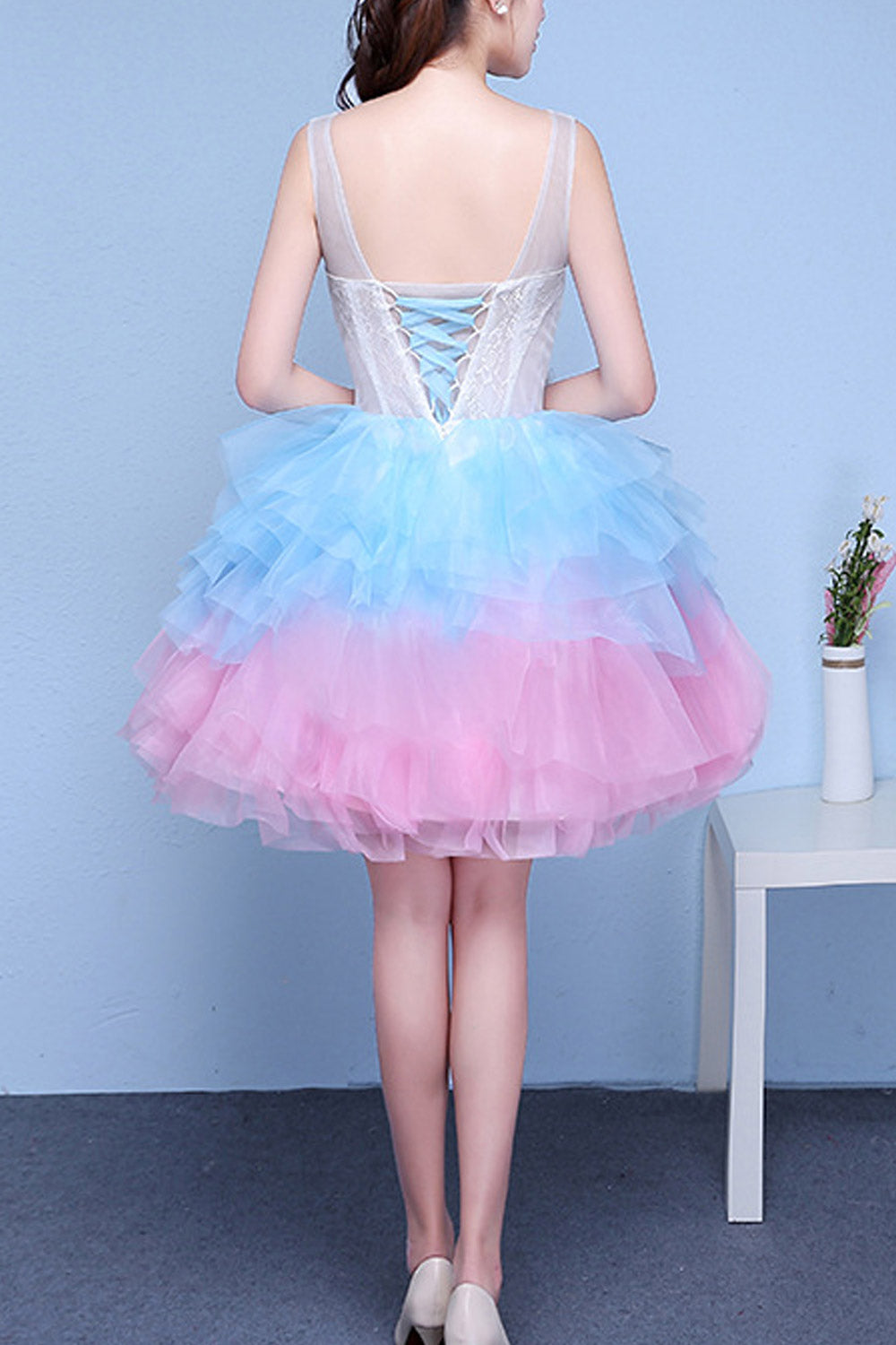 Women Attractive Deep Neck Elegant Wedding Dress