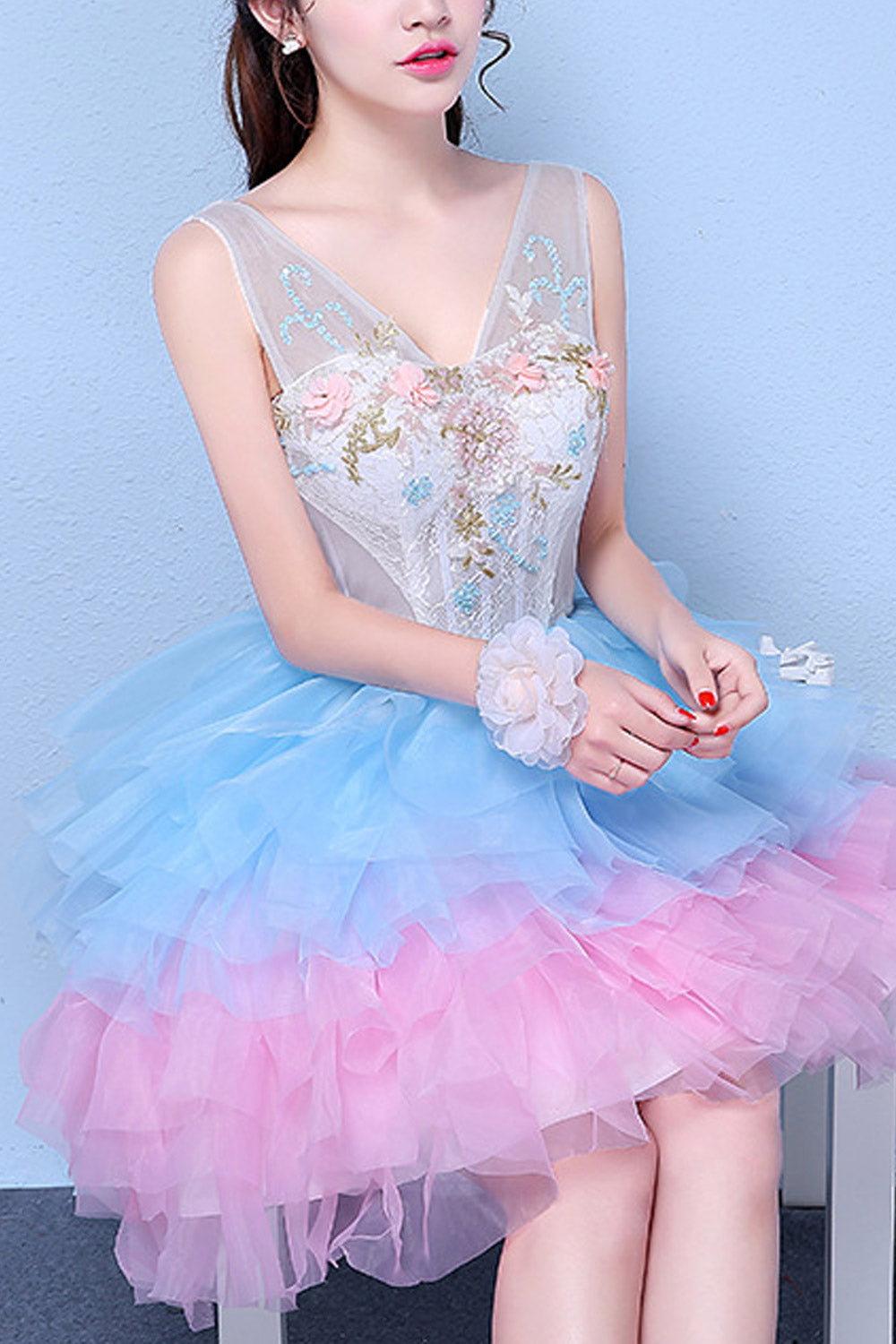 Women Attractive Deep Neck Elegant Wedding Dress