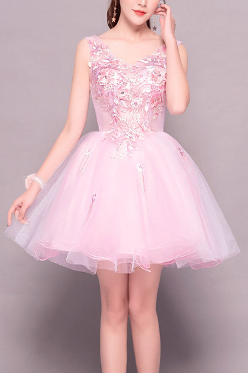 Women Lace Decorated Sleeveless Party Dress