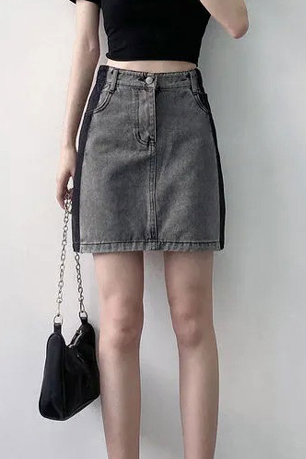 Women High Waist A-Line Splendid Solid Colored Restful Summer Casual Denim Short Skirt